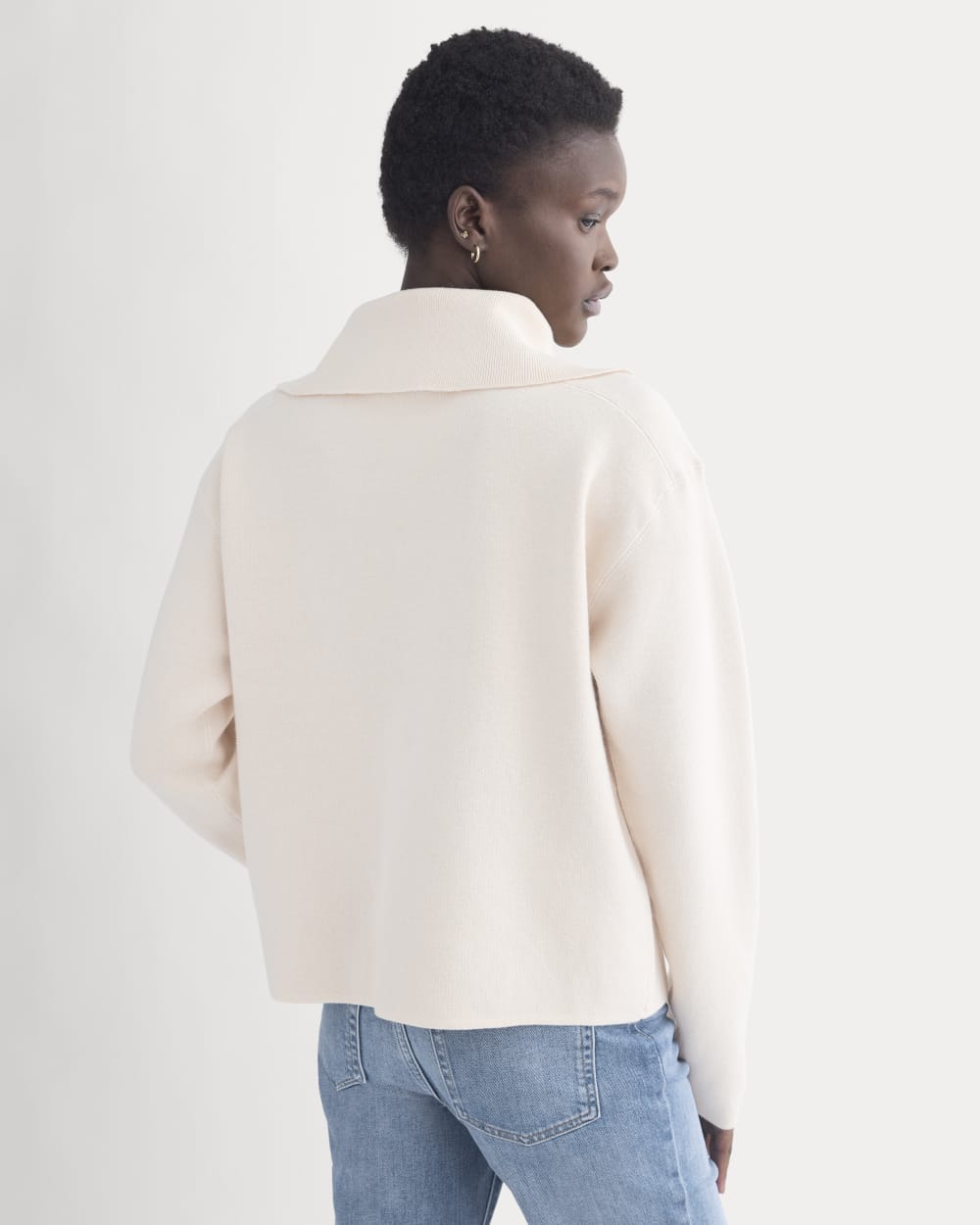 Double Knit Half-Zip in Cotton Merino | Bone/Cream/Sand/Light Camel