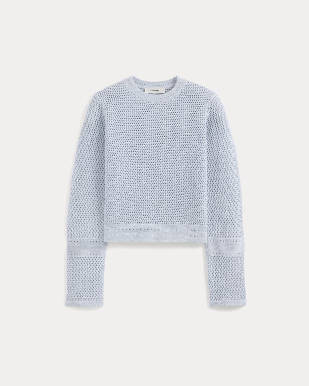 Open Knit Long-Sleeve Crew in Everyday Cotton | Skywriting