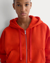 Luxe Fleece Full-Zip Cropped Hoodie | Fiery Red