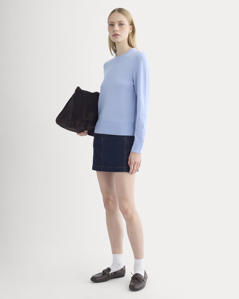 Cashmere Slim Crew Sweater | Open Air Blue