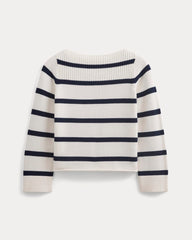 Striped Boatneck Sweater in Everyday Cotton | True Navy/Bone