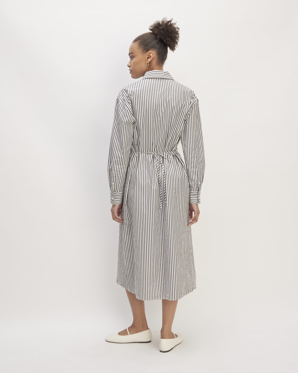 The Supima® Cotton Midi Shirt Dress | Optic White / Black