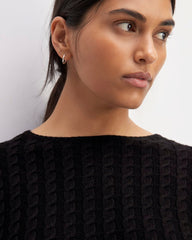 The Cotton Merino Cable Crew | Black