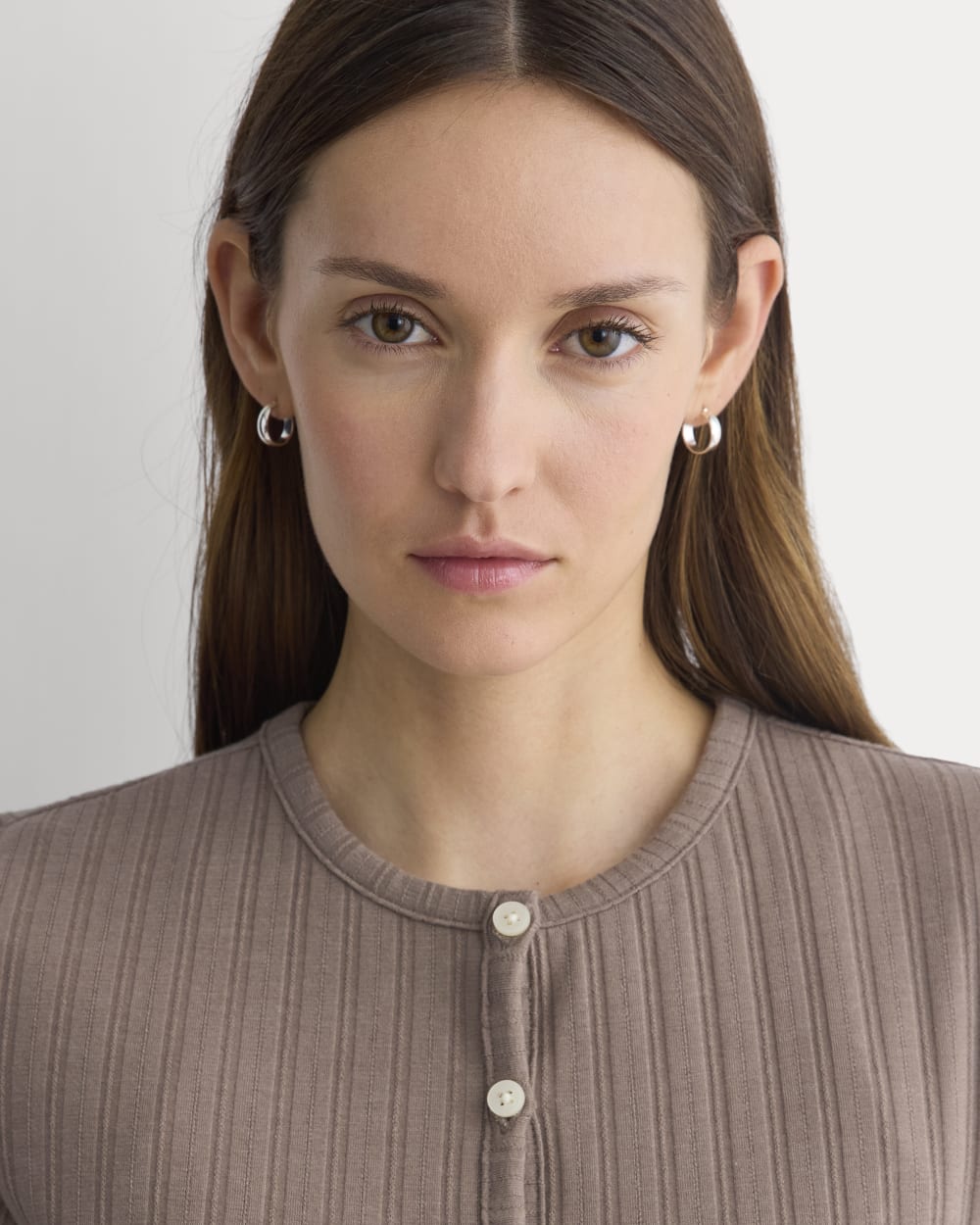 Cardigan in Pointelle | Heathered Chocolate Chip