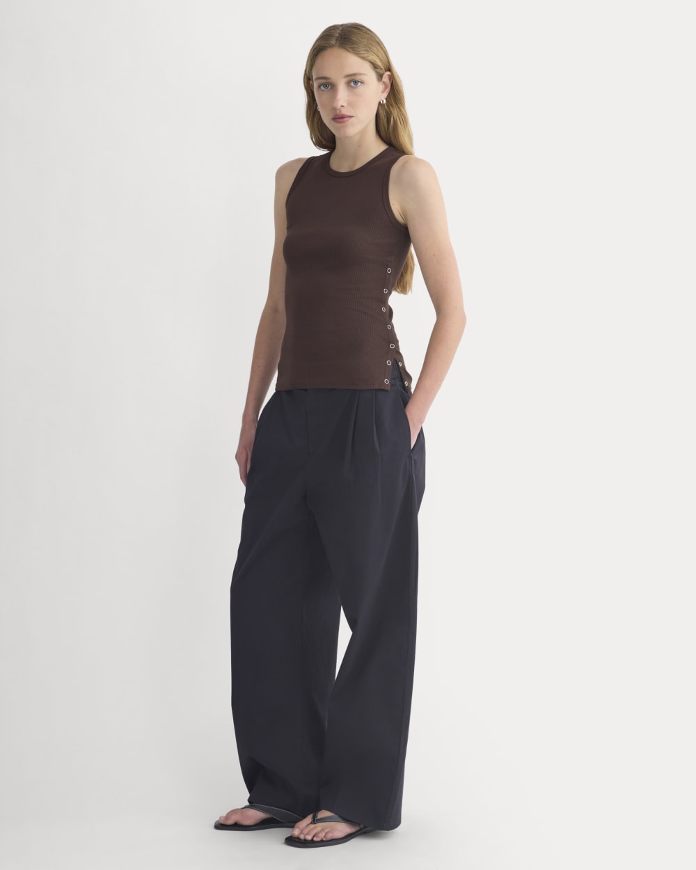 Luxe Rib Side Snap Tank | Coffee Bean