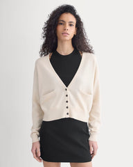 Deep V-Neck Cardigan in Cotton Merino | Canvas