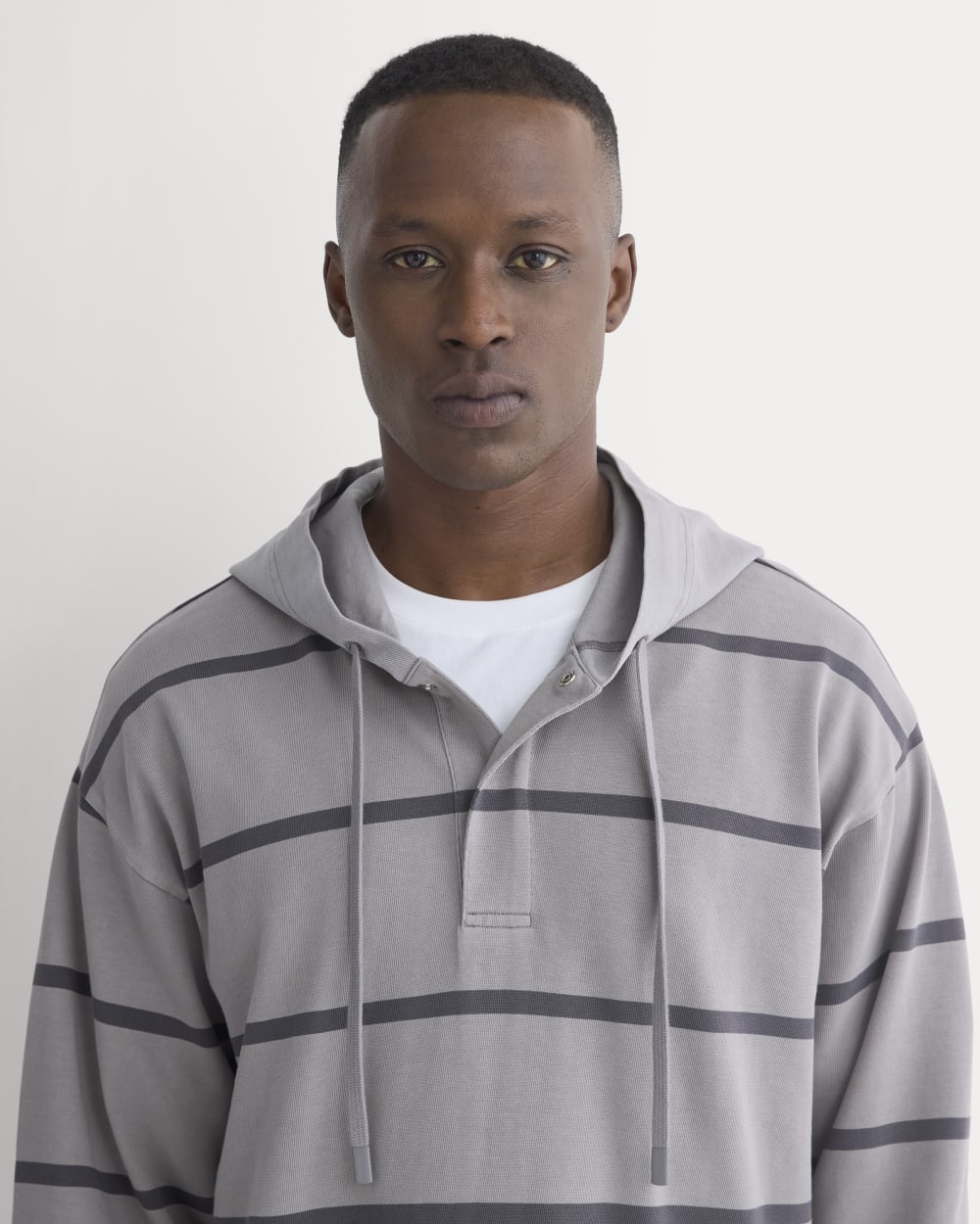 Vintage Rugby Hoodie | Overdye Charcoal Gray Stripe