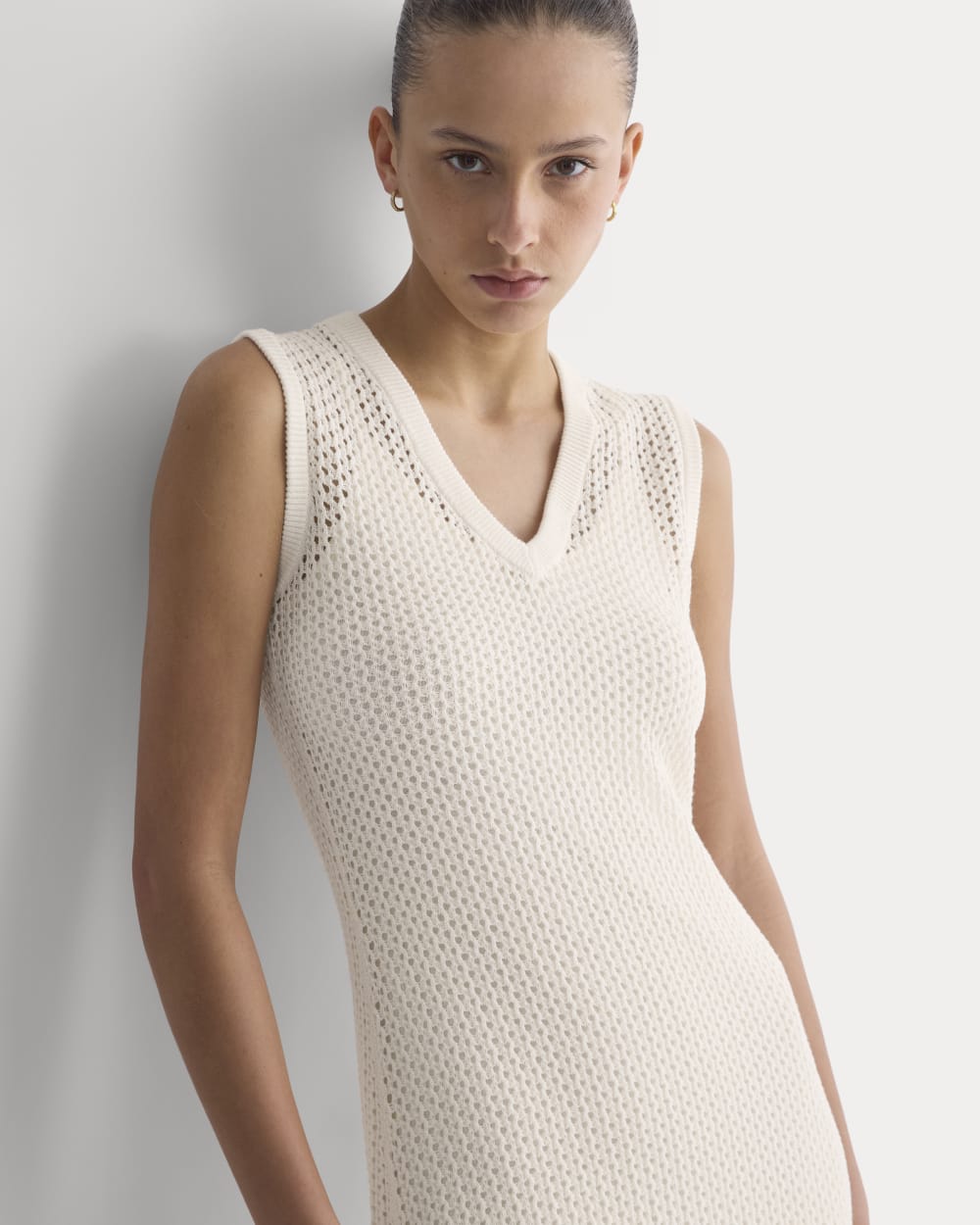 Lace Knit Maxi Sweater Dress | Bone