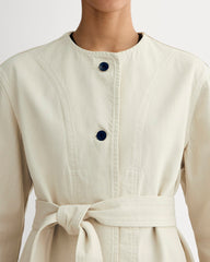 The Long Denim Barrel Jacket | Garment-Dyed Sand