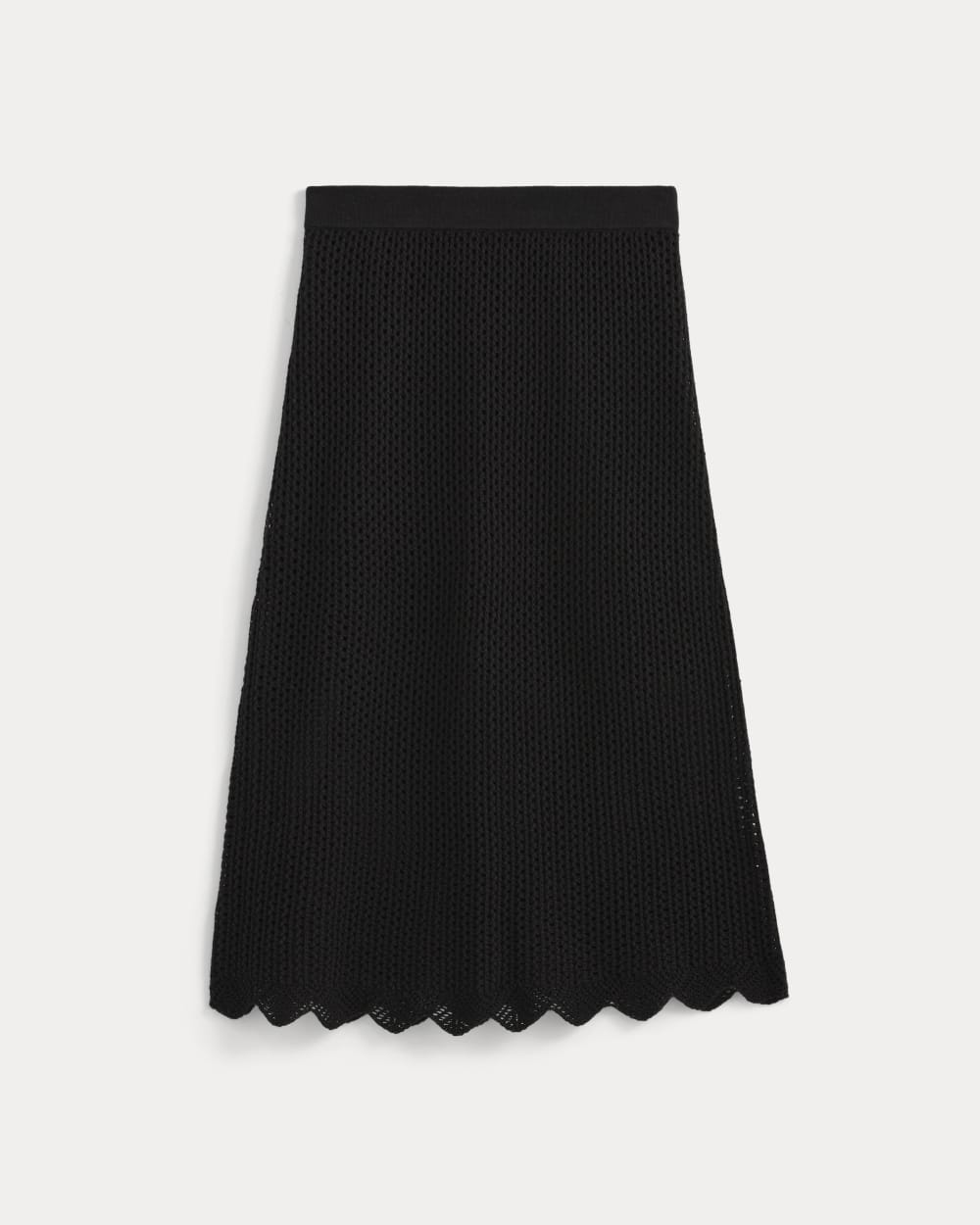 Lace-Knit Midi Skirt | Black