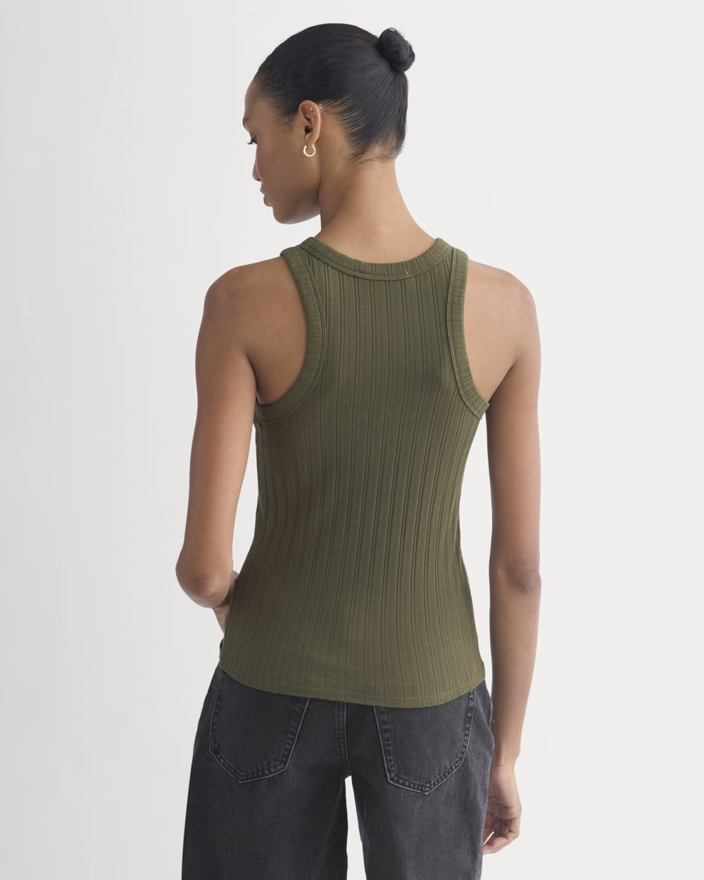Racerback Tank in Pointelle | Olive Night