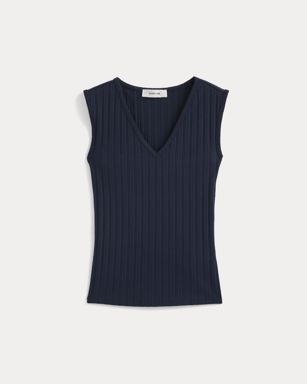 V-Neck Tank in Pointelle | Deep Navy