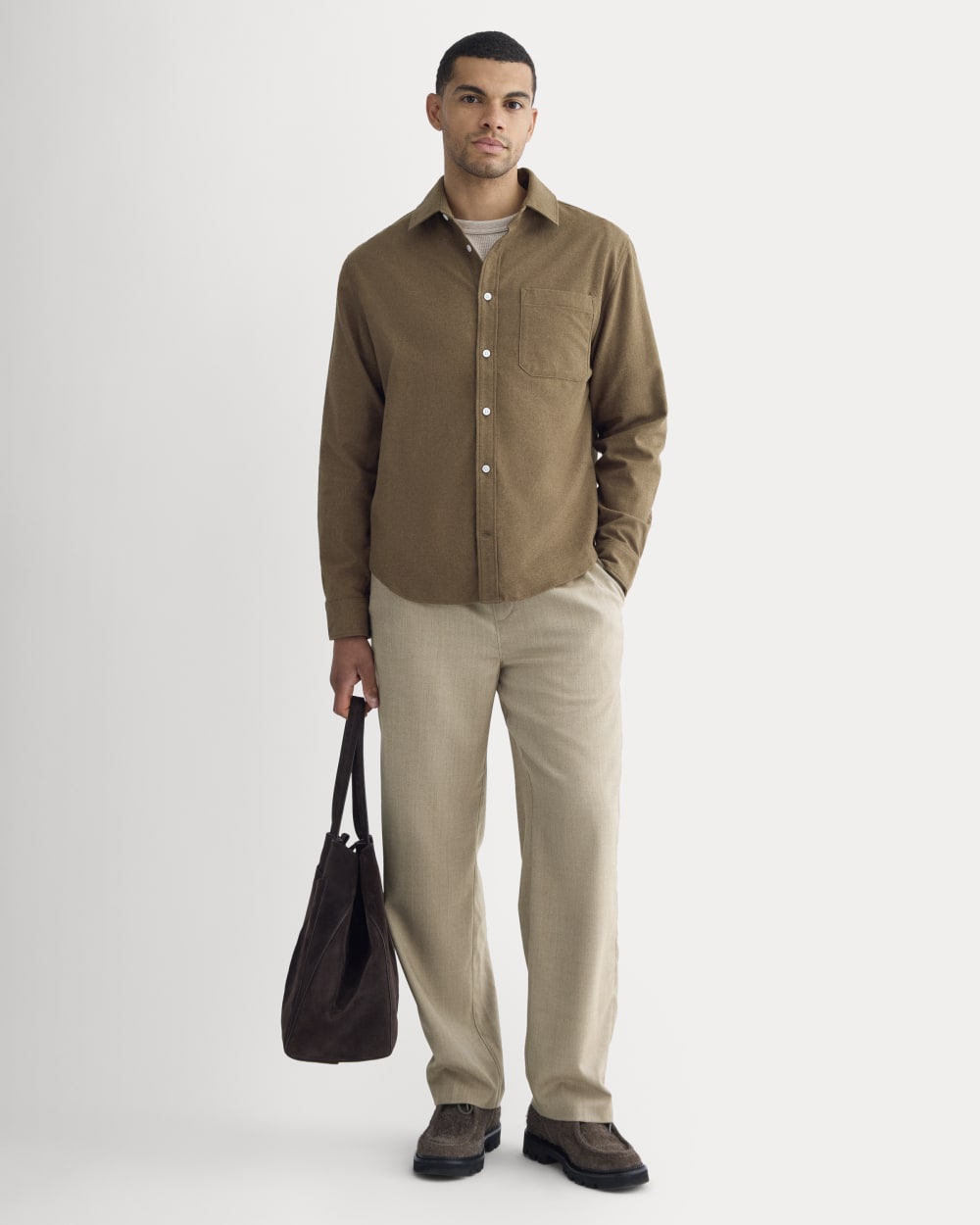 Brushed Flannel Shirt | Heathered Cocoa Brown