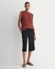 Open-Knit Tunic Vest in Elevated Cotton | Henna Red