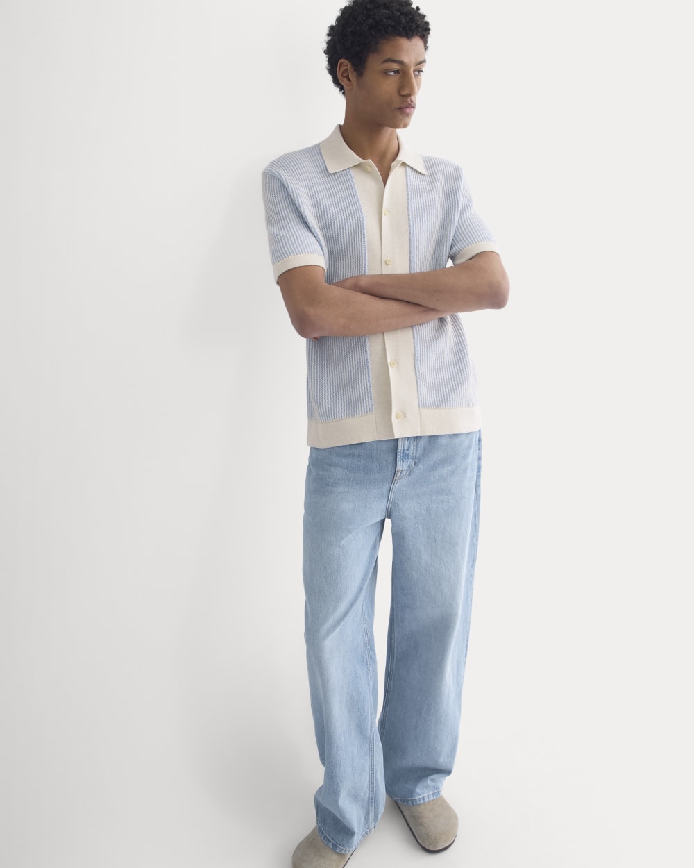 Button-Down Resort Polo | Light Heathered Oat/Open Air