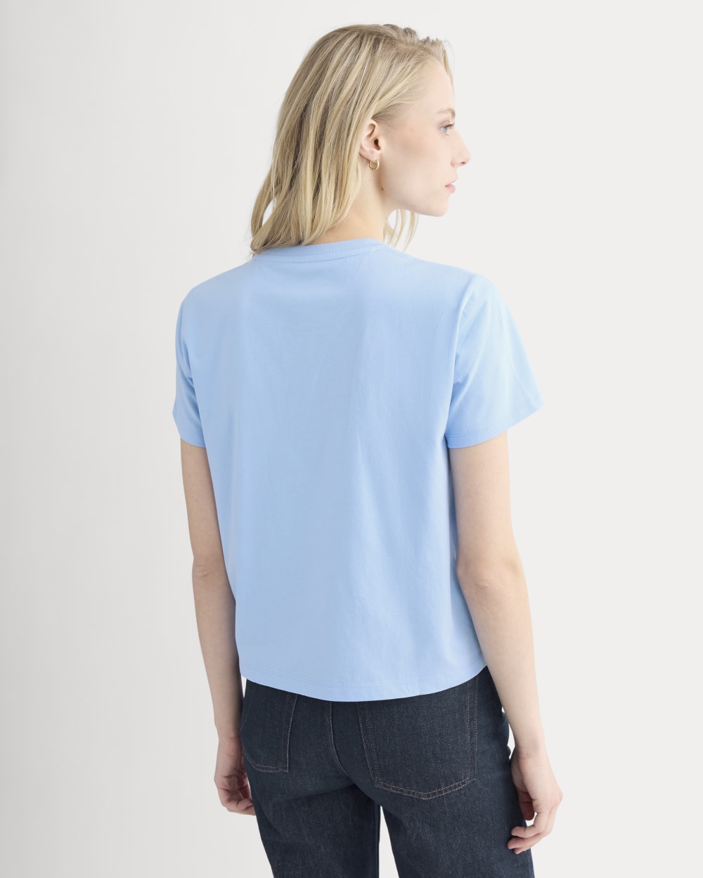 The Box-Cut Tee in Essential Cotton | Open Air Blue | No Pocket