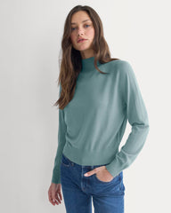 Mockneck Sweater In Ultrafine Merino | Gray Mist