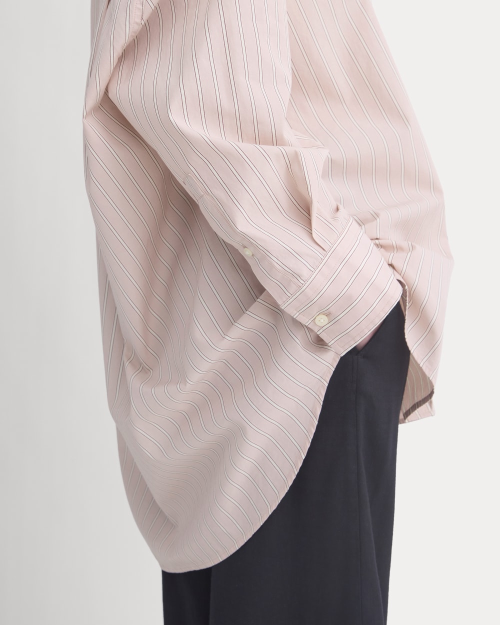 Back-Tie Oversized Shirt in Washed Poplin | Burnished Lilac/Gardenia