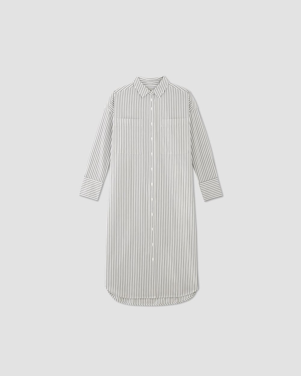 The Midi Cotton Shirt Dress | Bone/Navy