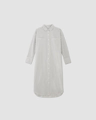 The Midi Cotton Shirt Dress | Bone/Navy