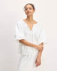The Supima® Puff-Sleeve Top | White