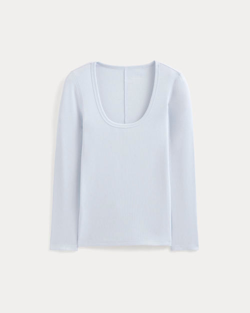 Luxe Rib Deep U-Neck Top | Skywriting