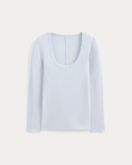 Luxe Rib Deep U-Neck Top | Skywriting