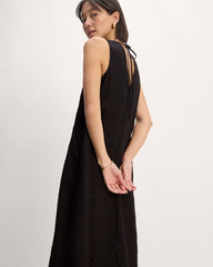 The Linen Eyelet Maxi Dress | Black Eyelet