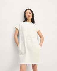 The Denim Workwear Shirtdress | Frayed Hem Bone