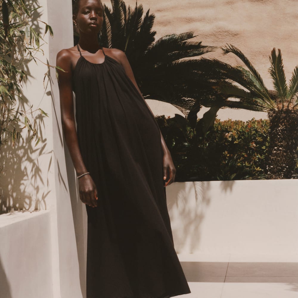 The Tie-Back Halter Dress | Black