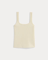 Scoop-Neck Tank in Pointelle | Lemon Icing