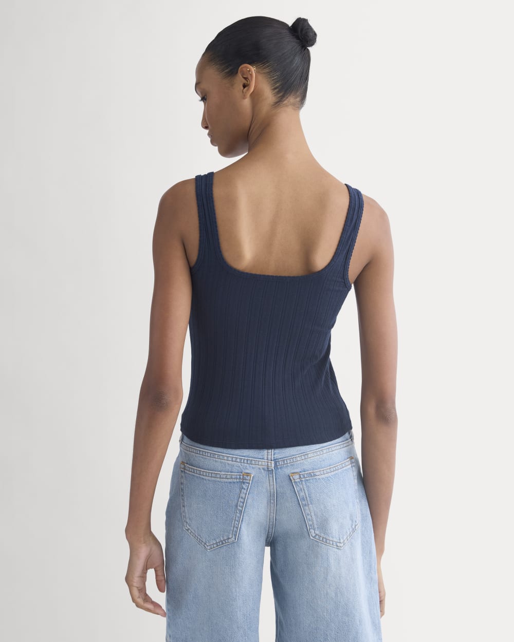 Scoop-Neck Tank in Pointelle | Deep Navy