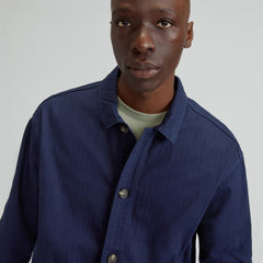 The Organic Cotton Herringbone Utility Jacket | Navy