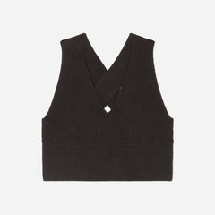 The Cross-Back Cropped Sweater Top | Black