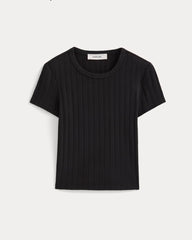 Cropped Crew in Pointelle | Black