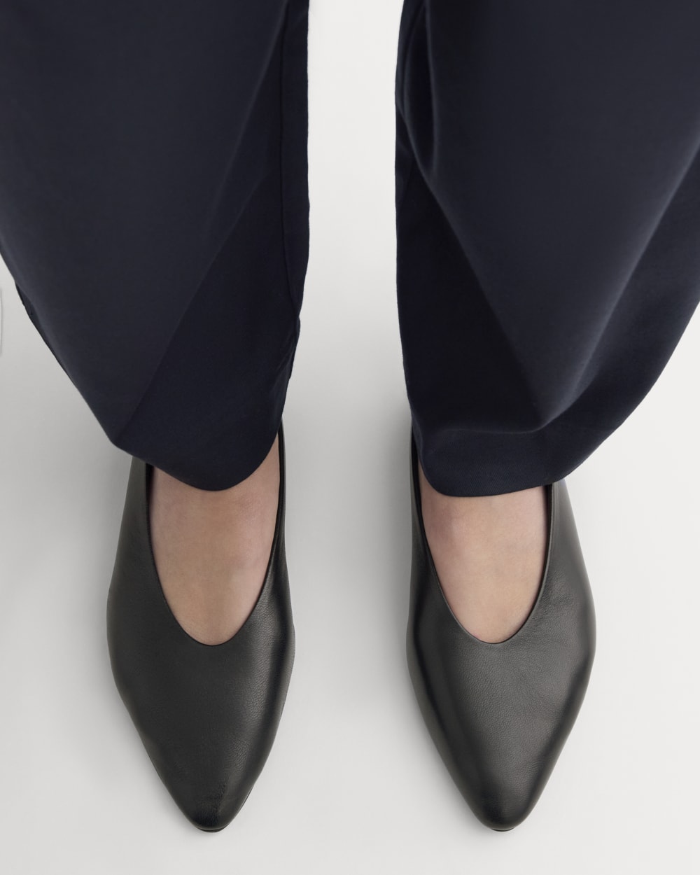 Made in Italy Almond-Toe Flat | Black Leather