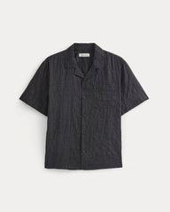 Textured Voile Resort Shirt | Black Plaid