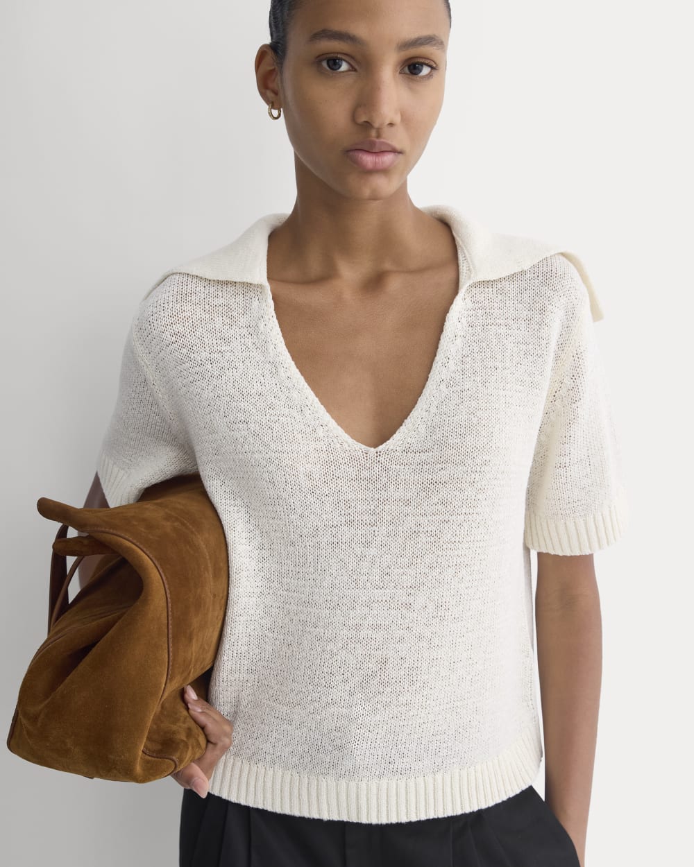 Open Collar Polo | Bone