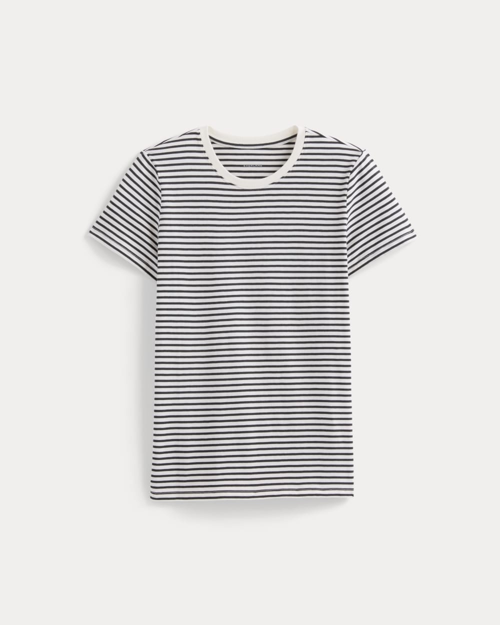 The Slim Crew in Essential Cotton | Bone / Pirate Black Stripe