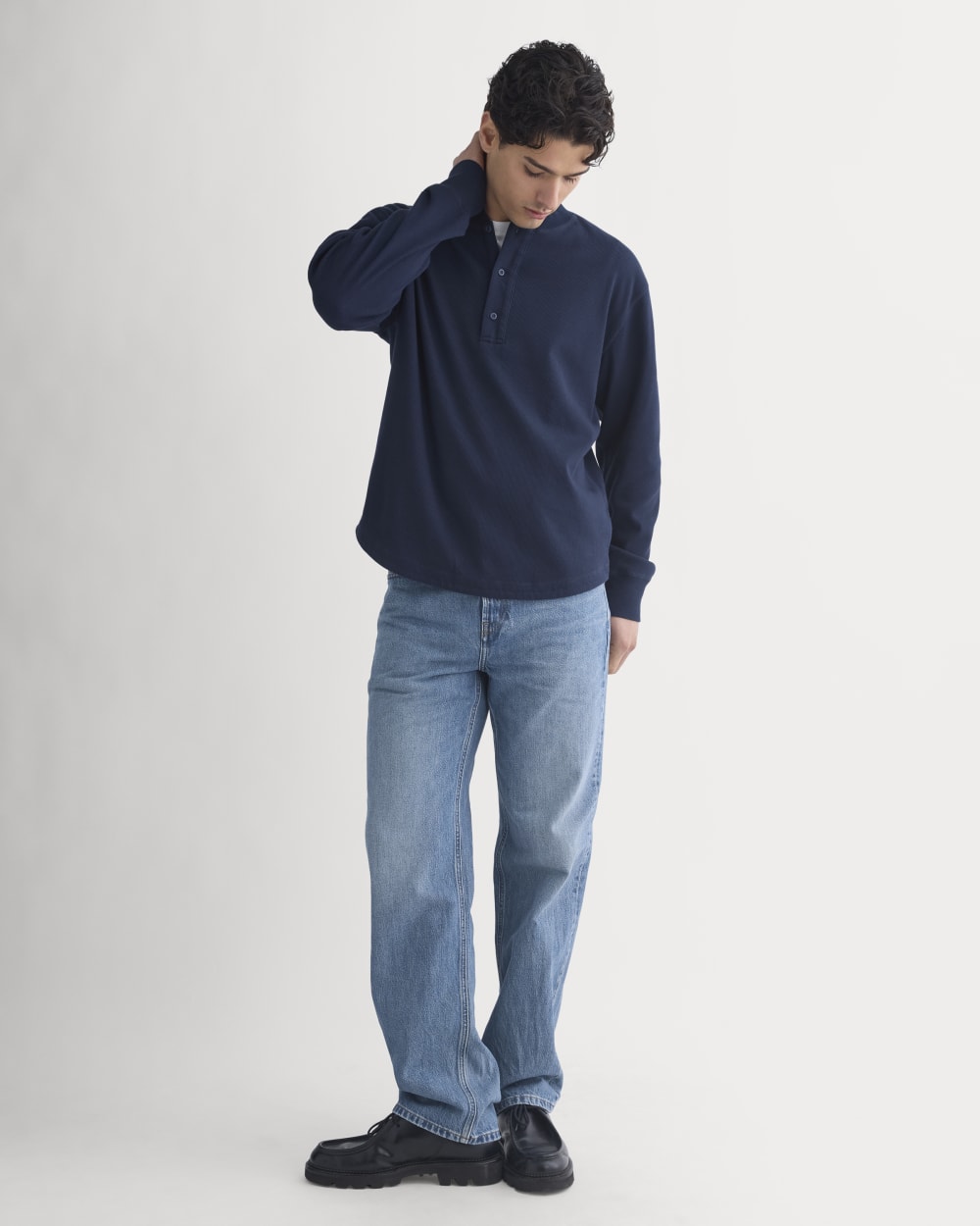 Vintage Rib Henley | Navy