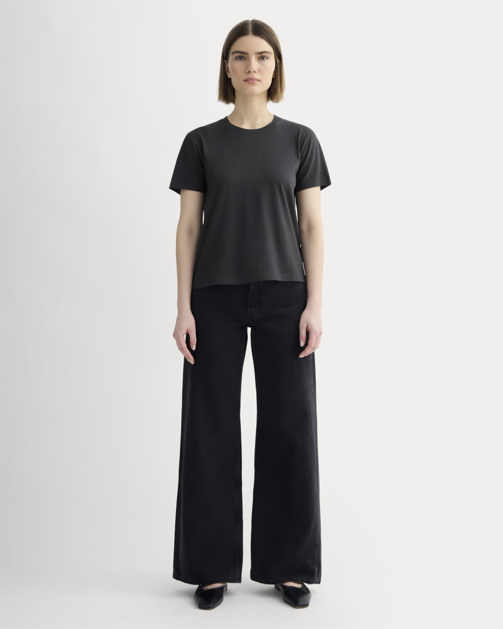 The Box-Cut Tee in Essential Cotton | Washed Black | No Pocket
