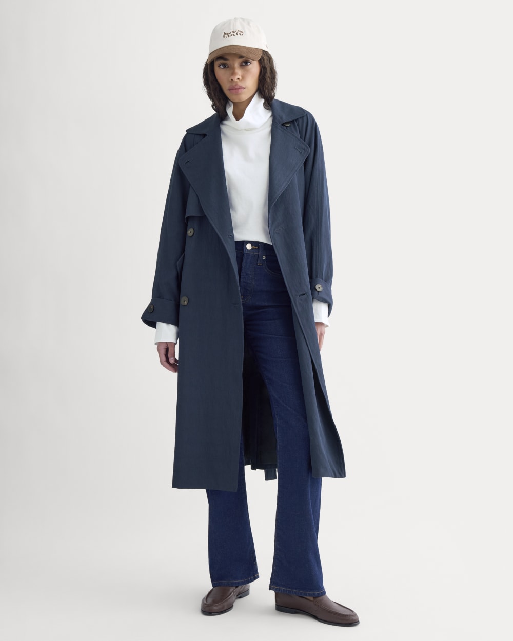 Drapey Twill Trench | Navy