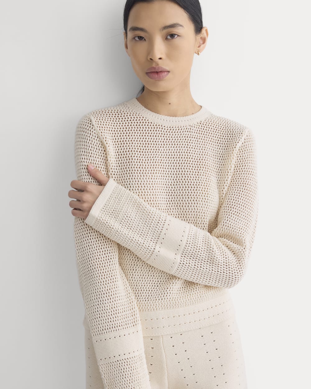 Open Knit Long-Sleeve Crew in Everyday Cotton | Canvas