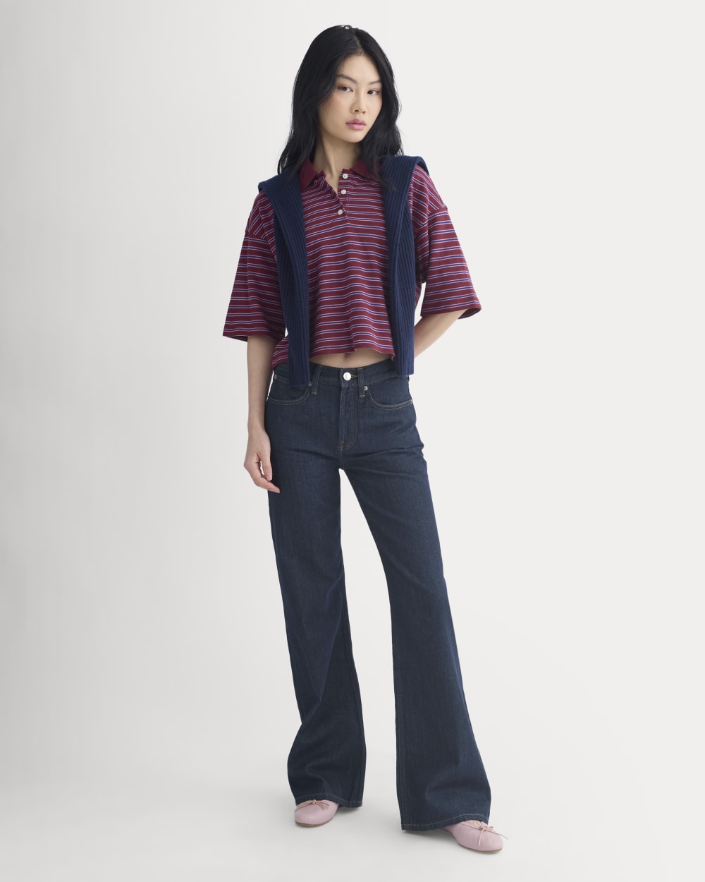 Pique Boxy Polo | Pomegranate/Heather Rose/Estate Blue