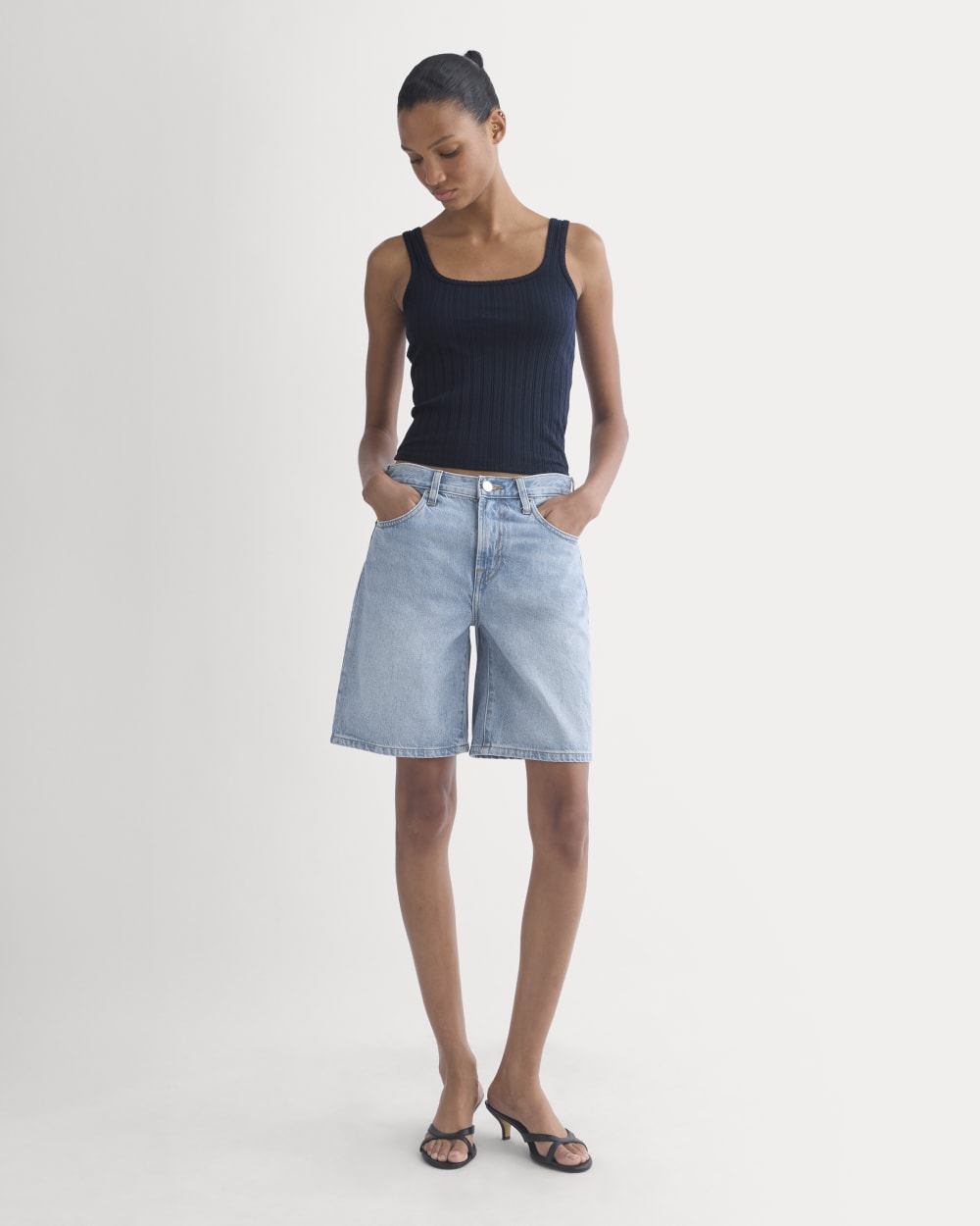 Scoop-Neck Tank in Pointelle | Deep Navy