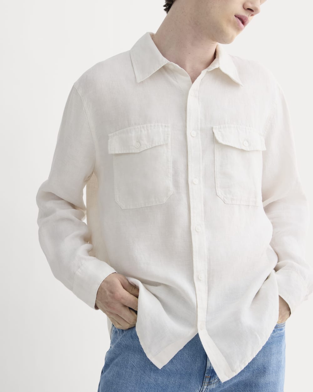 The Linen Utility Shirt | Natural Chambray