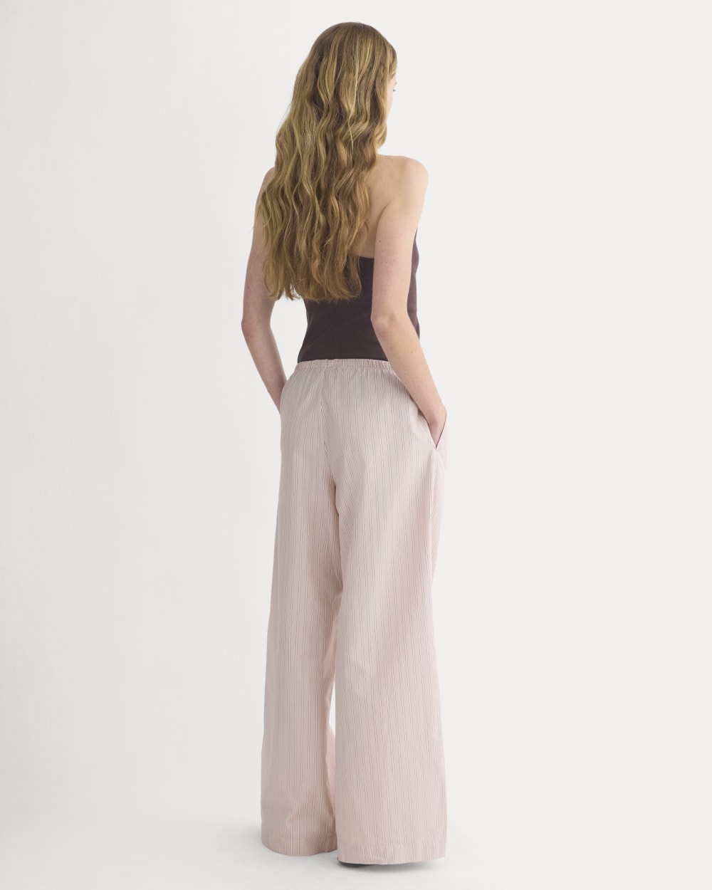Wide-Leg Drawstring Pant in Washed Poplin | Burnished Lilac/Gardenia
