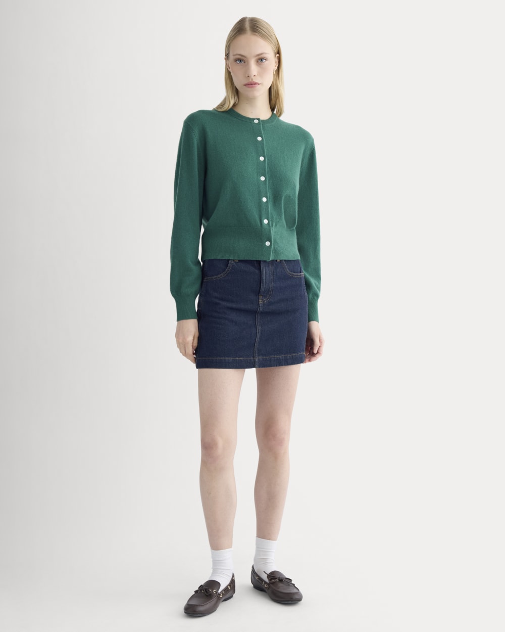 Cashmere Cropped Cardigan | Hunter Green