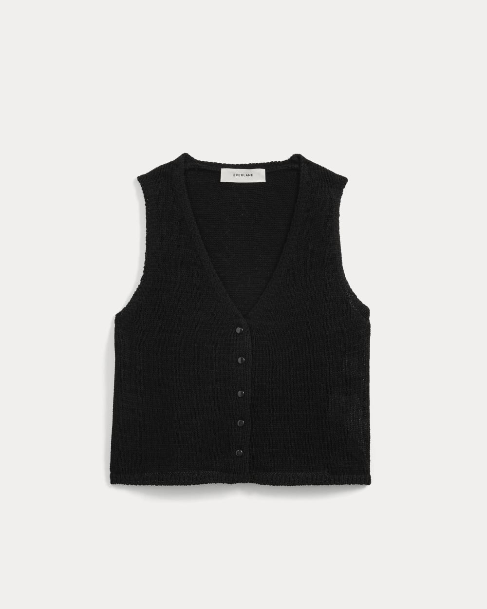 Button-Front Tank in Tape Yarn | Black