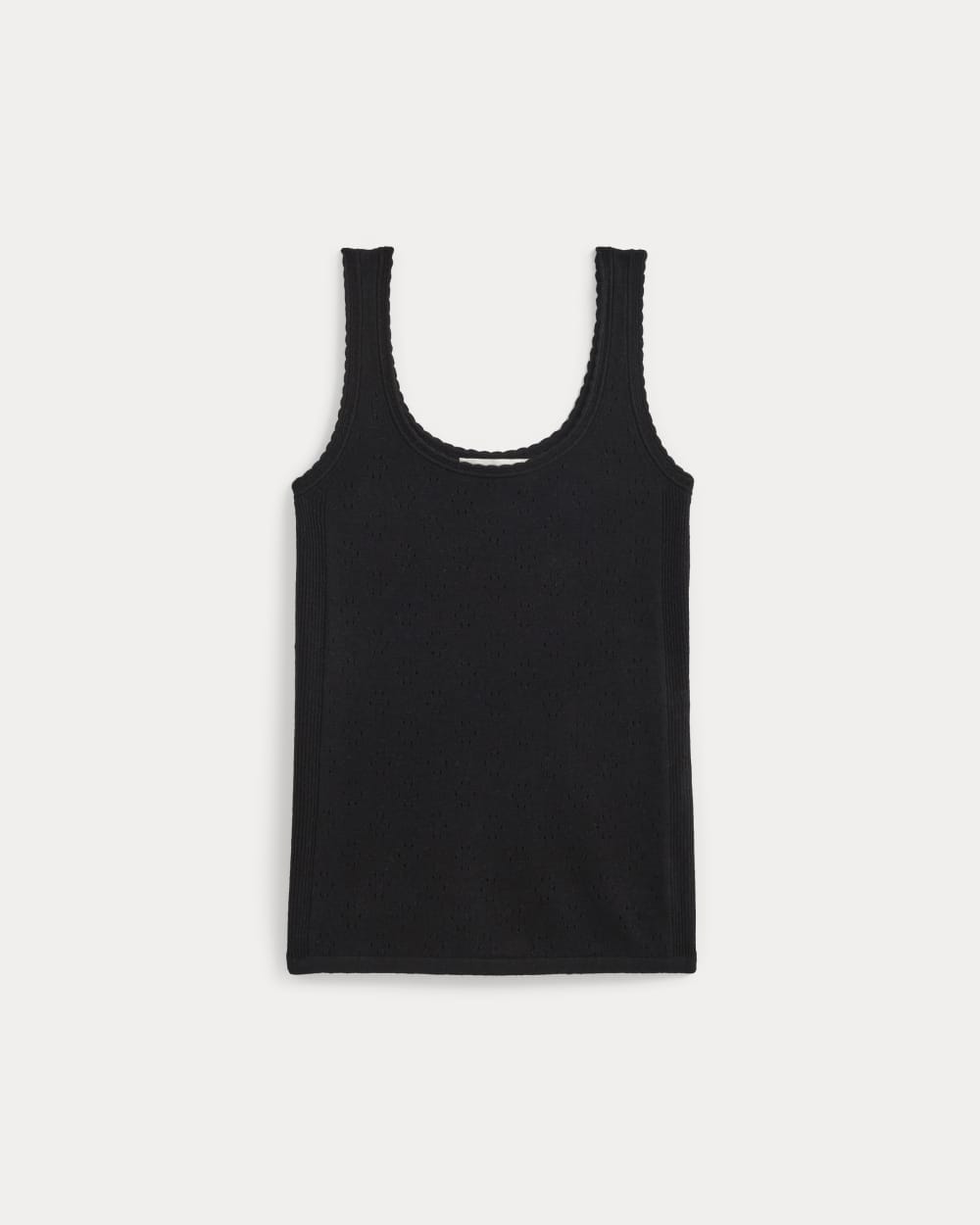 Lace-Trimmed Tank in Fine Linen | Black